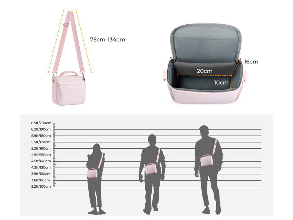 K&F Concept Omuz Çantası 5L Pembe (KF13,179V2)
